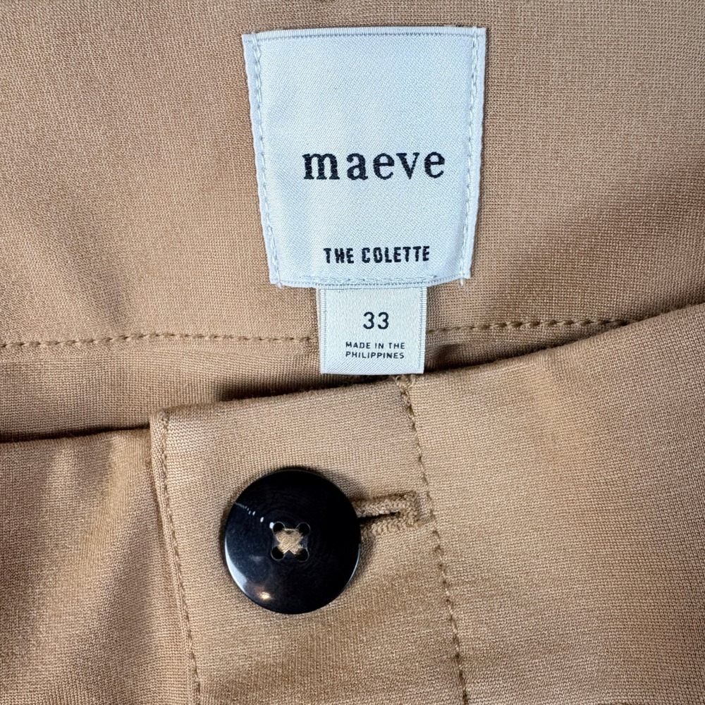 Maeve The Colette Pants Women 33 Tan Good Wide Leg Cropped High Rise Ponte - Picture 2 of 13